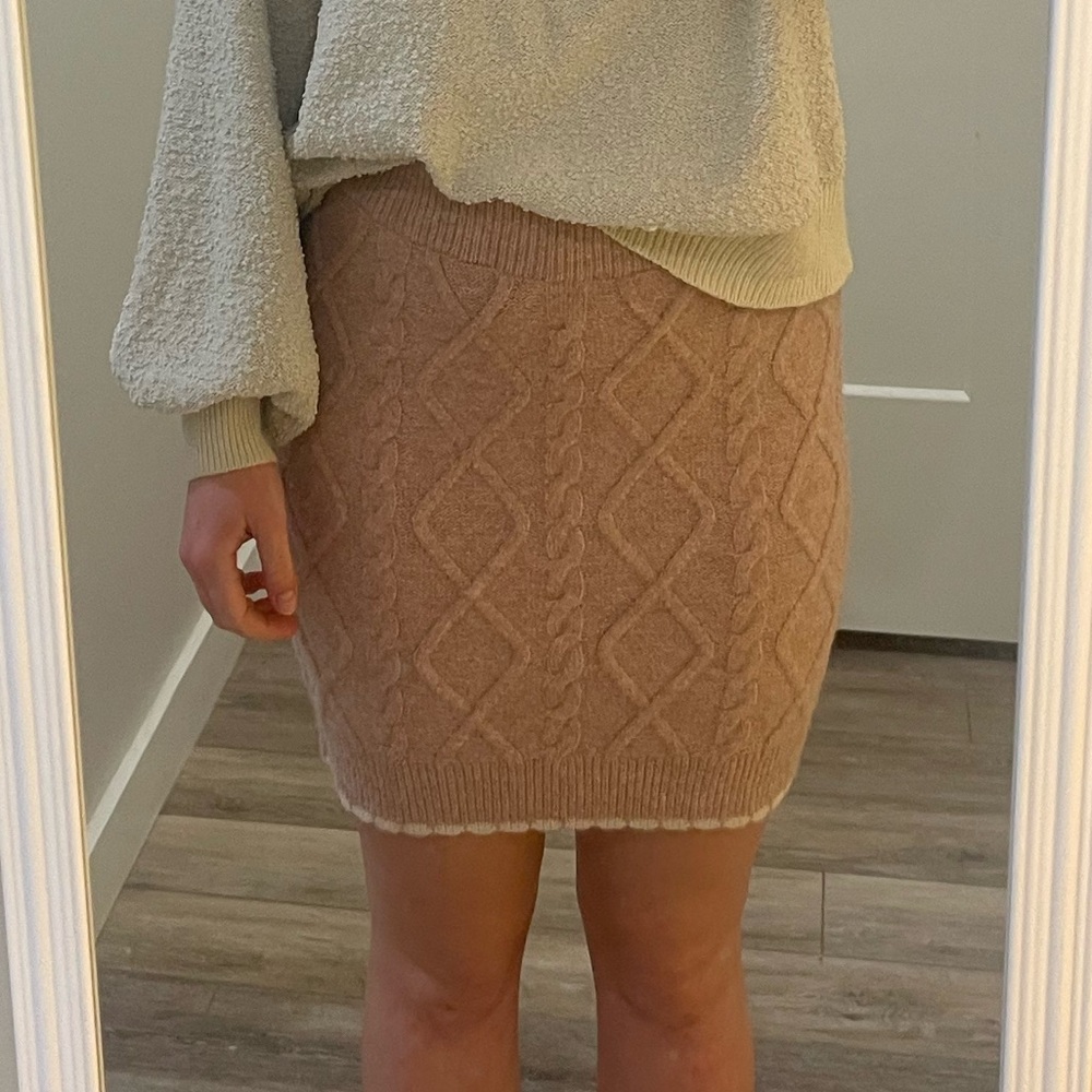 Altar'd State Textured Tan Pencil Skirt